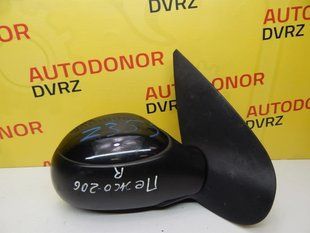 Зеркало боковое правое механическое чёрное Peugeot 206 1998 - 2003 6699104 фото
